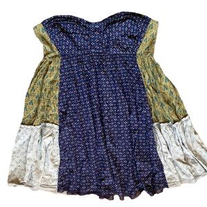 Free People Bohemian Strapless Patchwork Dress